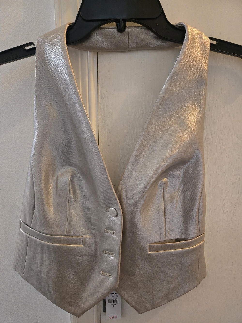 Express Metallic Silver Halter Vest
